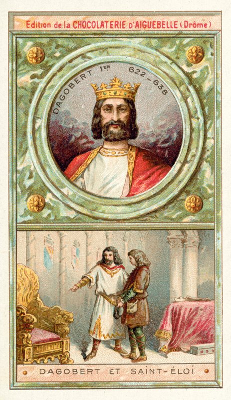 I. Dagobert és Szent Eloi, 7. század (chromolitho) alkotó: French School