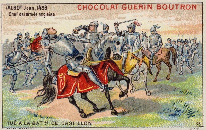 John Talbot halála a Castilloni csatában (chromolitho) alkotó: French School