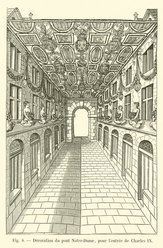 A Notre-Dame híd dísze, IX. Károly bejáratához alkotó: French School