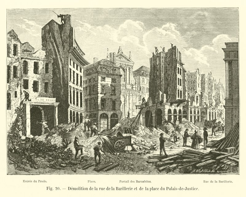 A rue de la Barillerie és a Place du Palais-de-Justice lebontása alkotó: French School