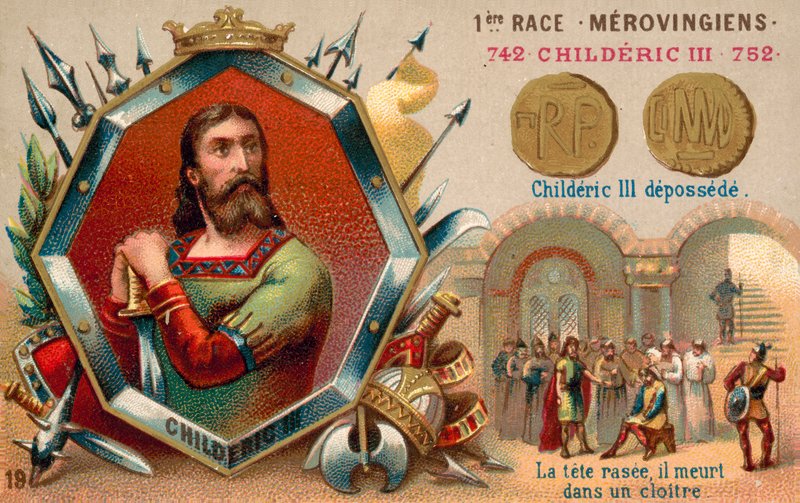 Childeric III, 752. lerakódás (chromolitho) alkotó: French School