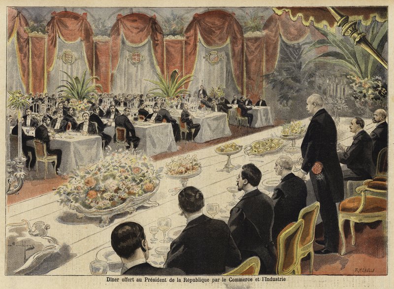 Vacsora a francia kereskedelem és ipar vezetőinek a párizsi tőzsdén, 1897 alkotó: French School