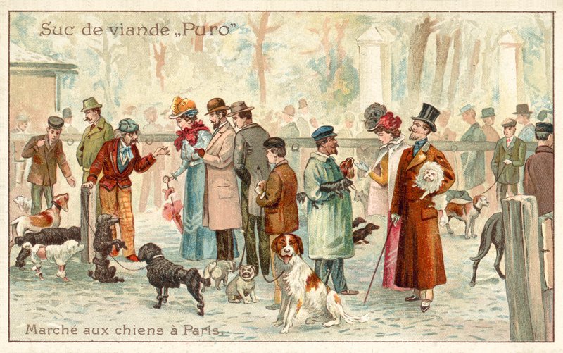 Kutyapiac, Párizs (chromolitho) alkotó: French School