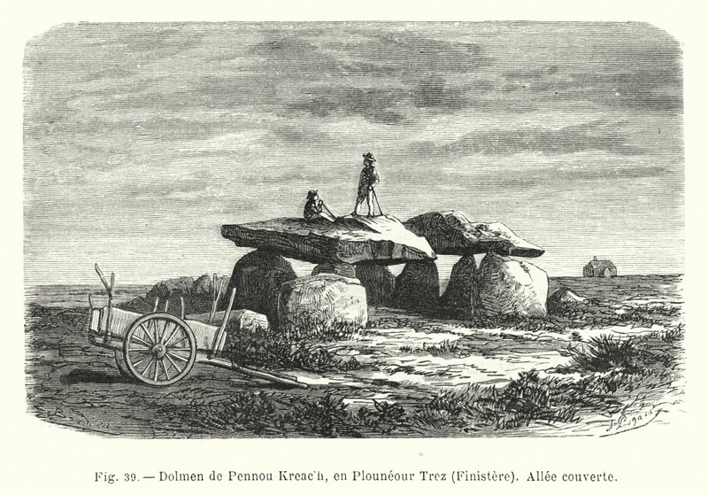 Pennou Kreach Dolmen, Plouneour Trezben, Finistere, fedett sétány (metszet) alkotó: French School