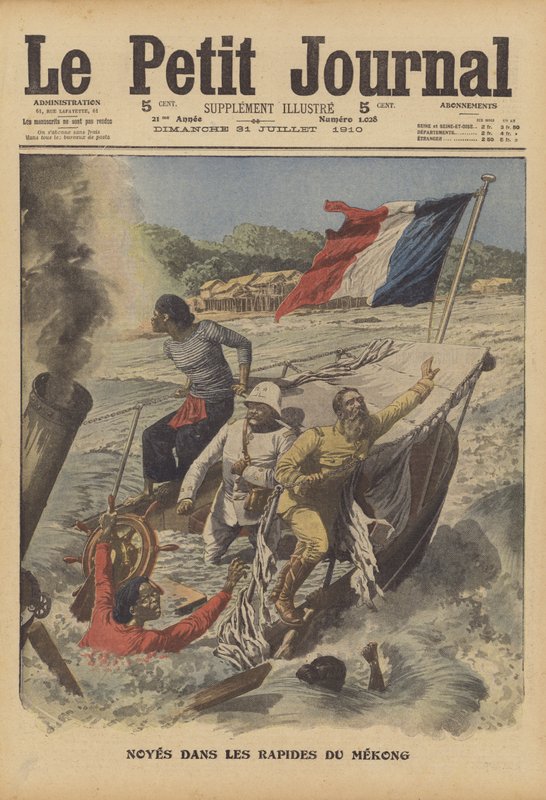 Megfulladt a Mekong folyó zuhatagában (színes litho) alkotó: French School