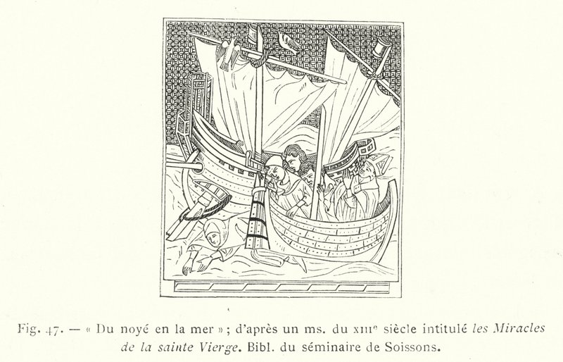 A tengerbe fulladástól; századi ms után a Boldogságos Szűz csodái címmel, a Soissons-i szeminárium Biblja (metszet) alkotó: French School