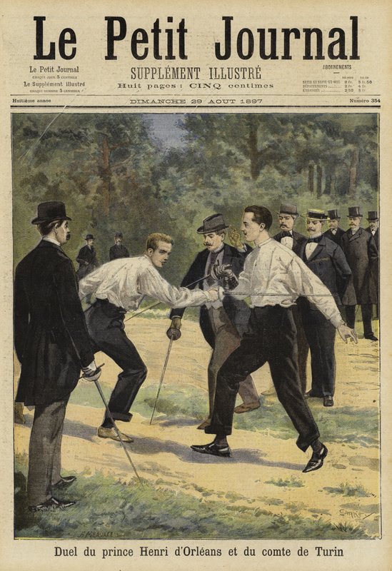 Henrik orléans-i herceg és a torinói gróf párbaja, Vaucresson, Franciaország, 1897 alkotó: French School