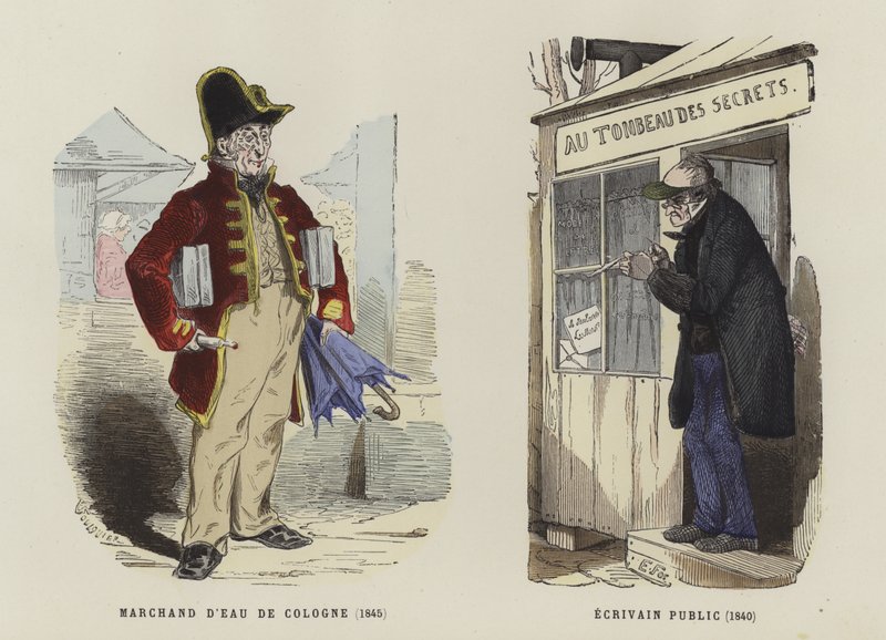 Kölni víz eladó, 1845, közíró, 1840 alkotó: French School
