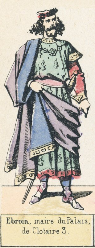 Ebroin, a palota polgármestere, a Clotaire 3-ból (színes metszet) alkotó: French School