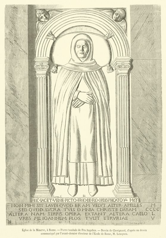 La Minerva templom, Róma, Fra Angelico sírköve (metszet) alkotó: French School