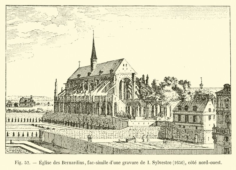 Bernardinok temploma, I. Sylvestre metszetének fakszimile, 1650, északnyugati part alkotó: French School