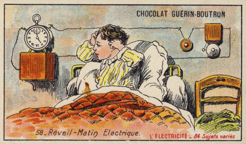 Elektromos ébresztőóra (chromolitho) alkotó: French School
