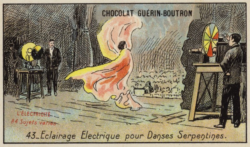 Elektromos világítás a szerpentin tánchoz (chromolitho) alkotó: French School