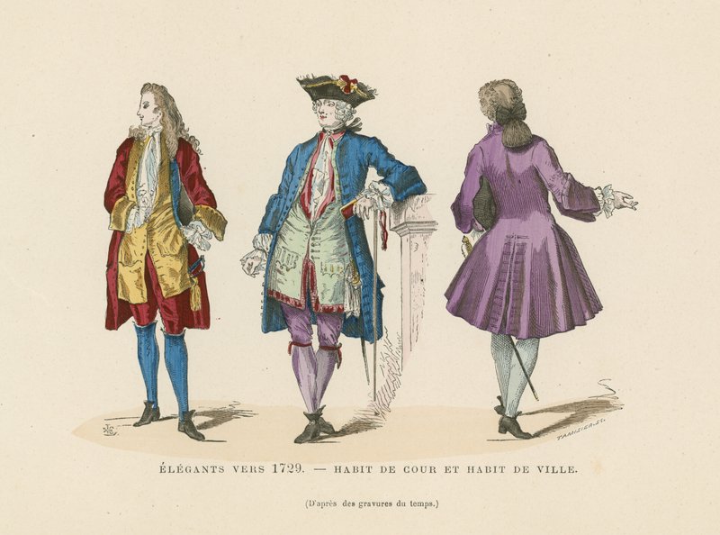Elegáns francia férfidivat, c1729 alkotó: French School