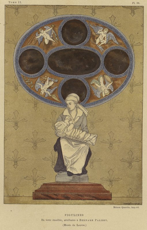 Bernard Palissy nevéhez fűződő zománcozott kerámia figura, 16. század alkotó: French School