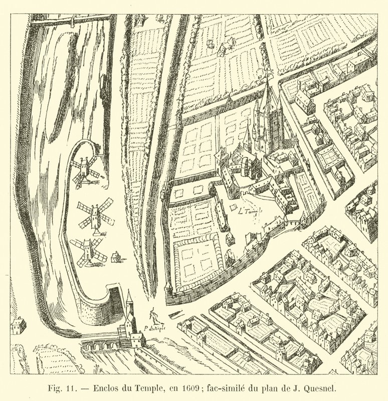 Templom zárása, 1609-ben; J Quesnel tervének fakszimile alkotó: French School