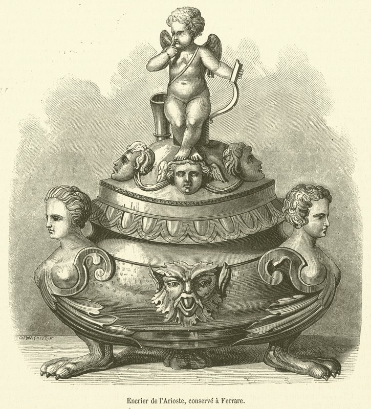Ariosto tintatartója, Ferrarában (metszet) alkotó: French School