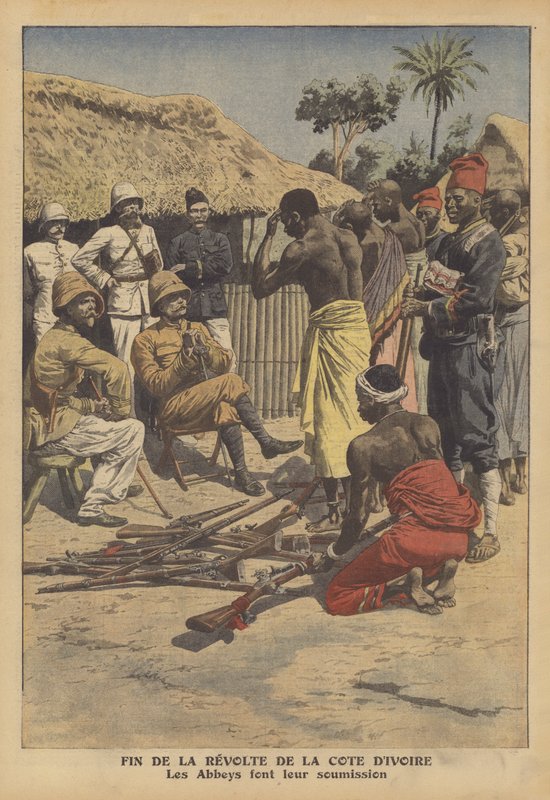 Vége az elefántcsontparti Abes nép lázadásának (színes litho) alkotó: French School