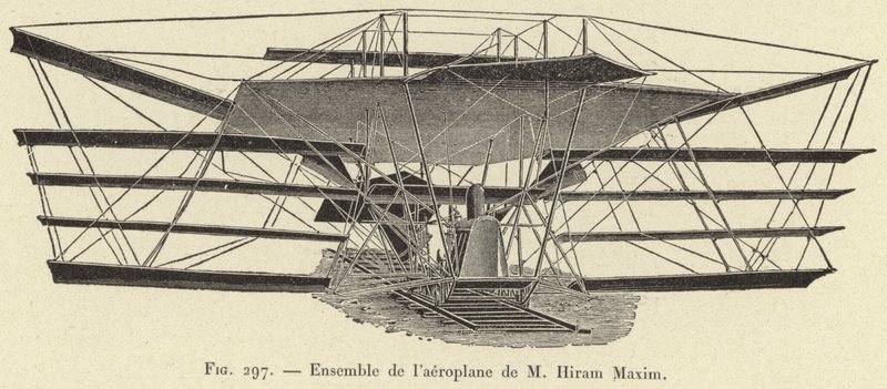 M Hiram Maxim repülőgépének készlete (metszet) alkotó: French School