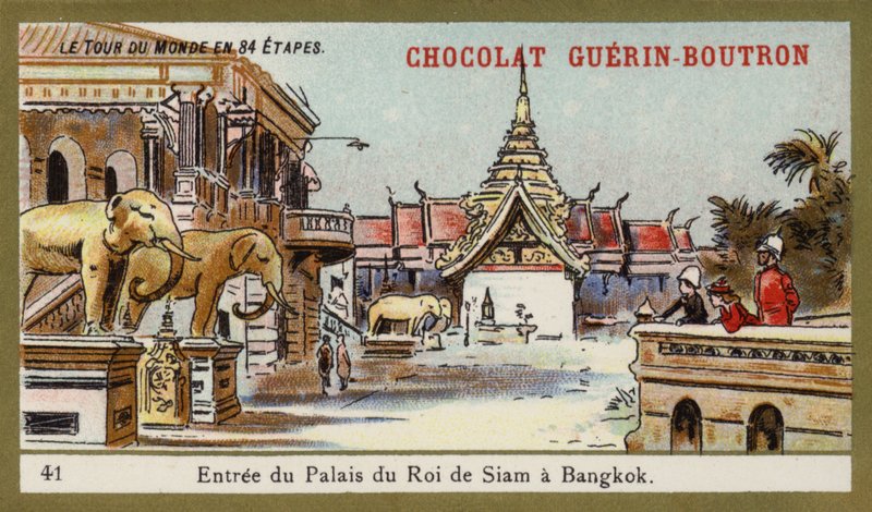 Sziámi király palotájának bejárata Bangkokban (chromolitho) alkotó: French School
