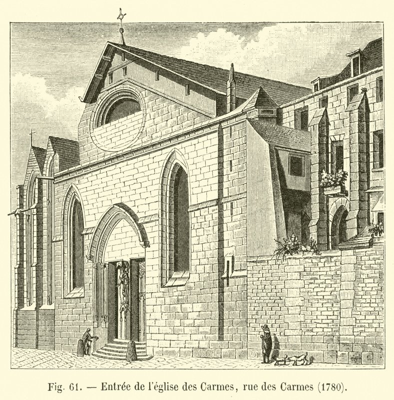 A karmelita templom bejárata, rue des Carmes, 1780 alkotó: French School