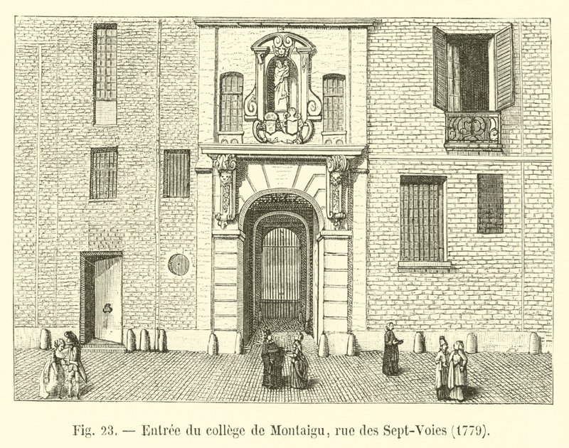 Bejárat a Montaigu főiskolába, rue des Sept-Voies, 1779 alkotó: French School