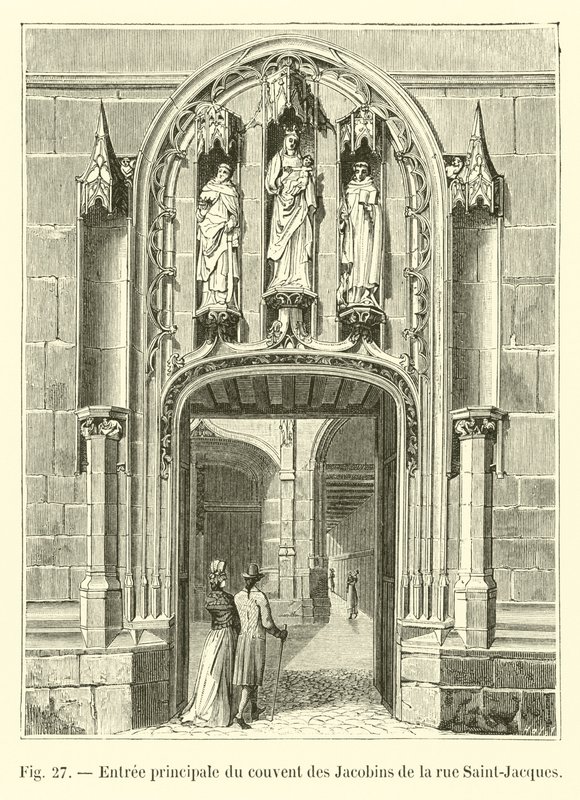 A jakobinus kolostor főbejárata a rue Saint-Jacques felől alkotó: French School