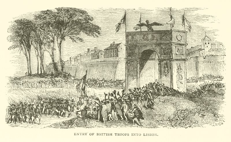 Brit csapatok belépése Lisszabonba (metszet) alkotó: French School