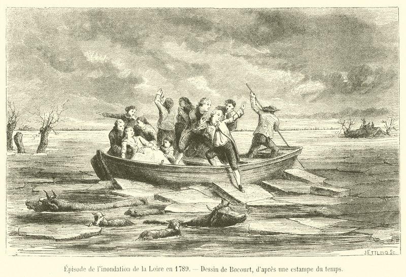 A Loire áradásának epizódja 1789-ben (metszet) alkotó: French School