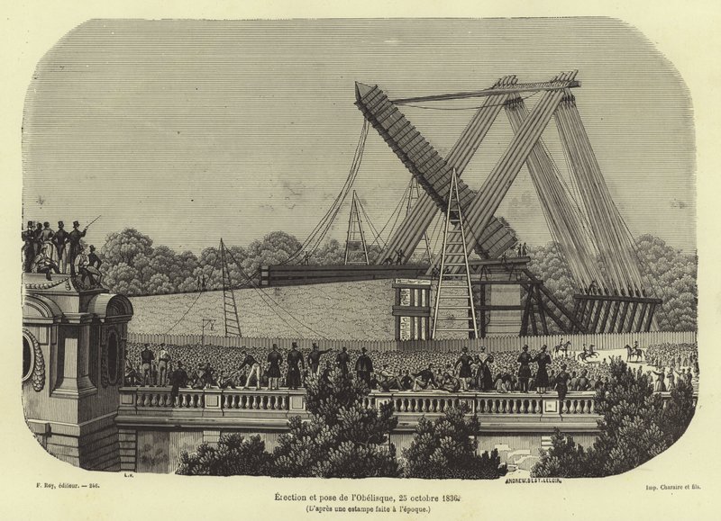A luxori obeliszk felállítása, Párizs, 1836 alkotó: French School