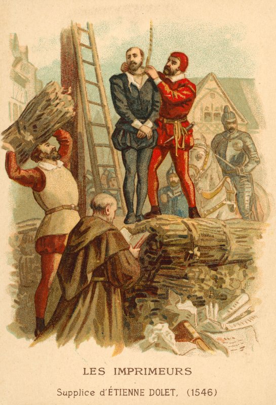Etienne Dolet francia tudós, fordító és nyomdász kivégzése, Párizs, 1546 alkotó: French School