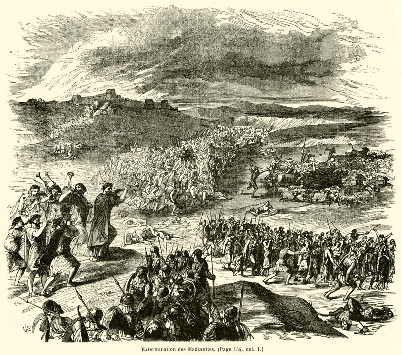 Extermination des Madianites (metszet) alkotó: French School