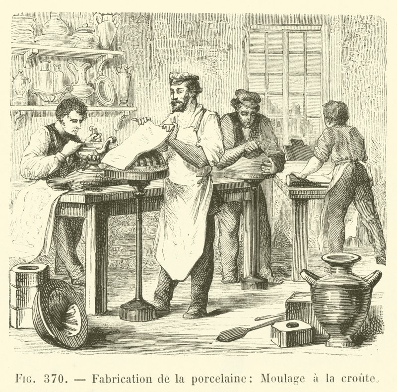 Porcelán gyártás, kéregformázás (gravírozás) alkotó: French School