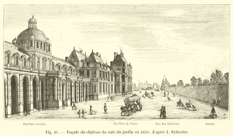 A kastély kertoldali homlokzata 1650-ben, I. Sylvestre szerint alkotó: French School