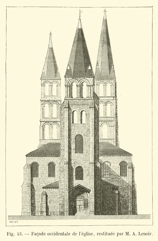 A templom nyugati homlokzata M A Lenoir restaurálta alkotó: French School