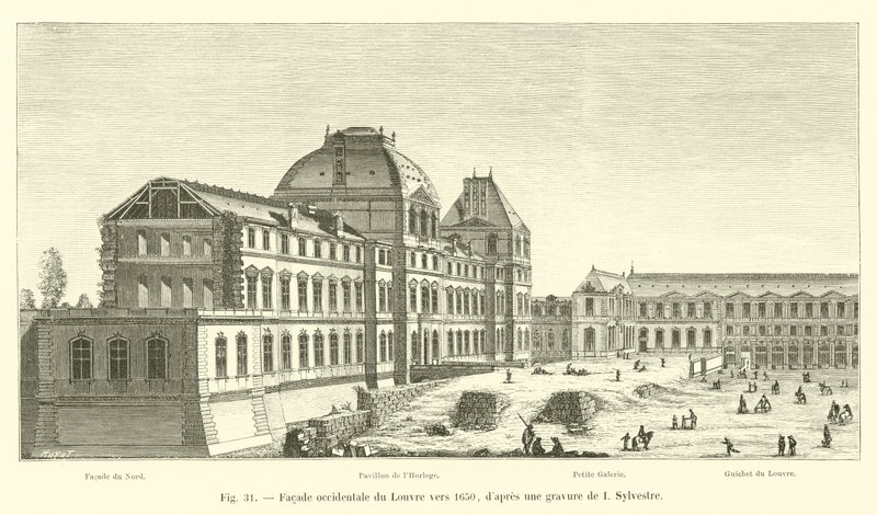 A Louvre nyugati homlokzata 1650 körül, I. Sylvestre metszete nyomán alkotó: French School