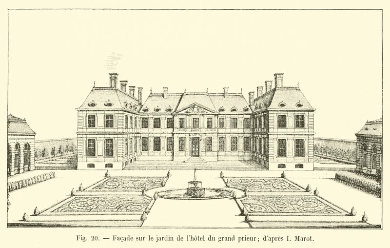 Homlokzat a nagyprior hotel kertjében; I Marot szerint alkotó: French School