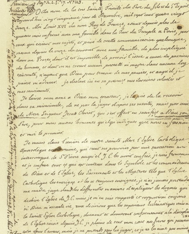 XVI. Lajos francia végrendeletének fakszimile alkotó: French School