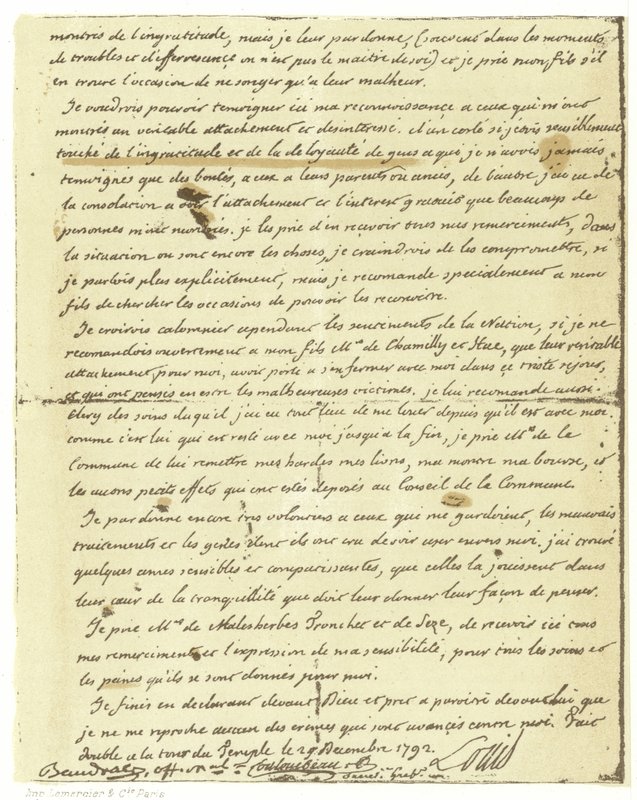 XVI. Lajos francia végrendeletének fakszimile alkotó: French School
