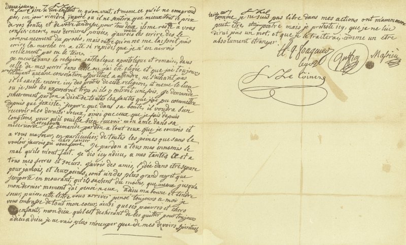 Marie Antoinette végrendeletének fakszimile alkotó: French School