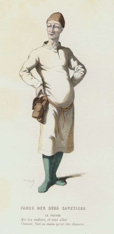 Farce Des Deux Savetiers (színes metszet) alkotó: French School