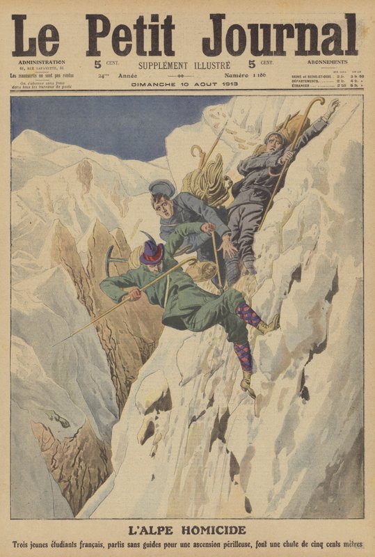 Halálos hegymászóbaleset a svájci Alpokban (színes litho) alkotó: French School