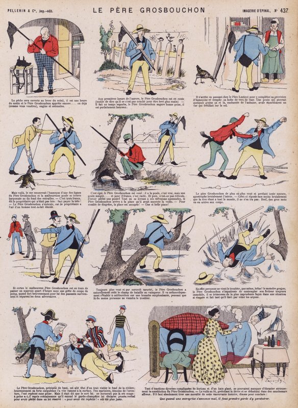 Grosbouchon atya balszerencsés horgászútja (színes litho) alkotó: French School