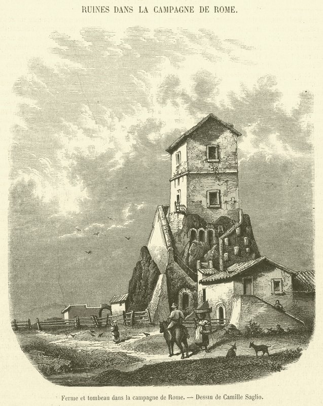 Farm és sír Róma vidékén (metszet) alkotó: French School