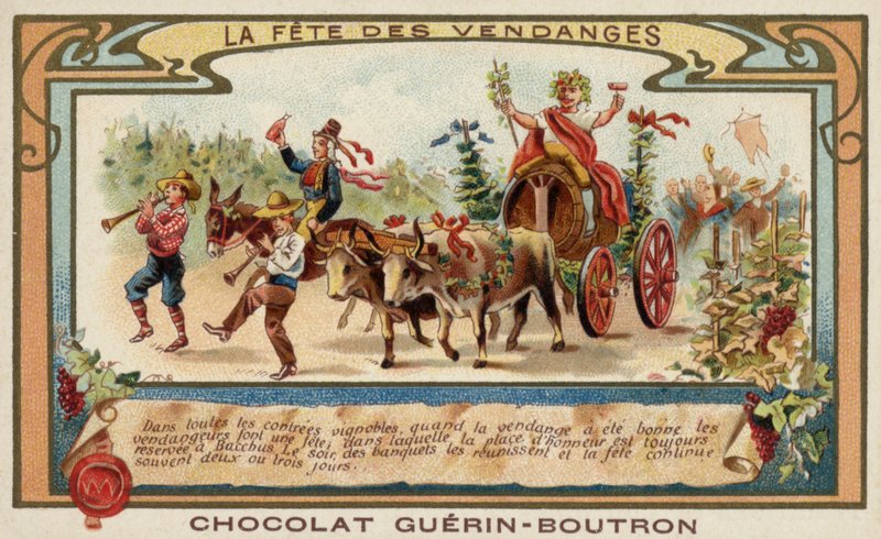 A szőlőszüret ünnepe (chromolitho) alkotó: French School