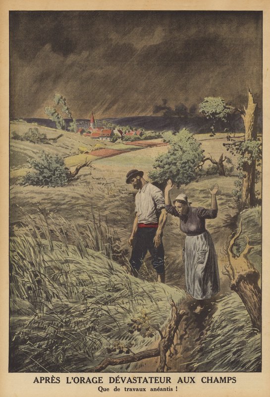 Vihar pusztított mezők Franciaországban (színes litó) alkotó: French School