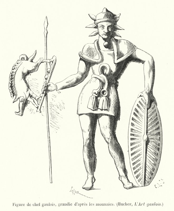 Gall főnök figurája, az érmék szerint kinagyítva (metszet) alkotó: French School