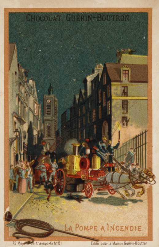 Tűzoltóautó (chromolitho) alkotó: French School