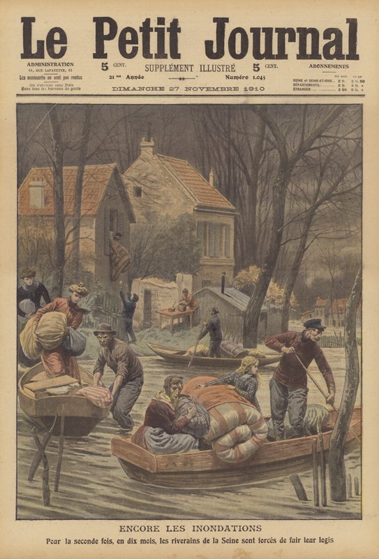 Árvizek a Szajnán, Franciaország (színes litó) alkotó: French School