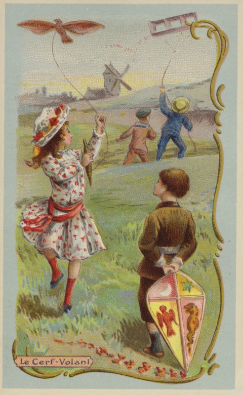 Repülő sárkányok (chromolitho) alkotó: French School